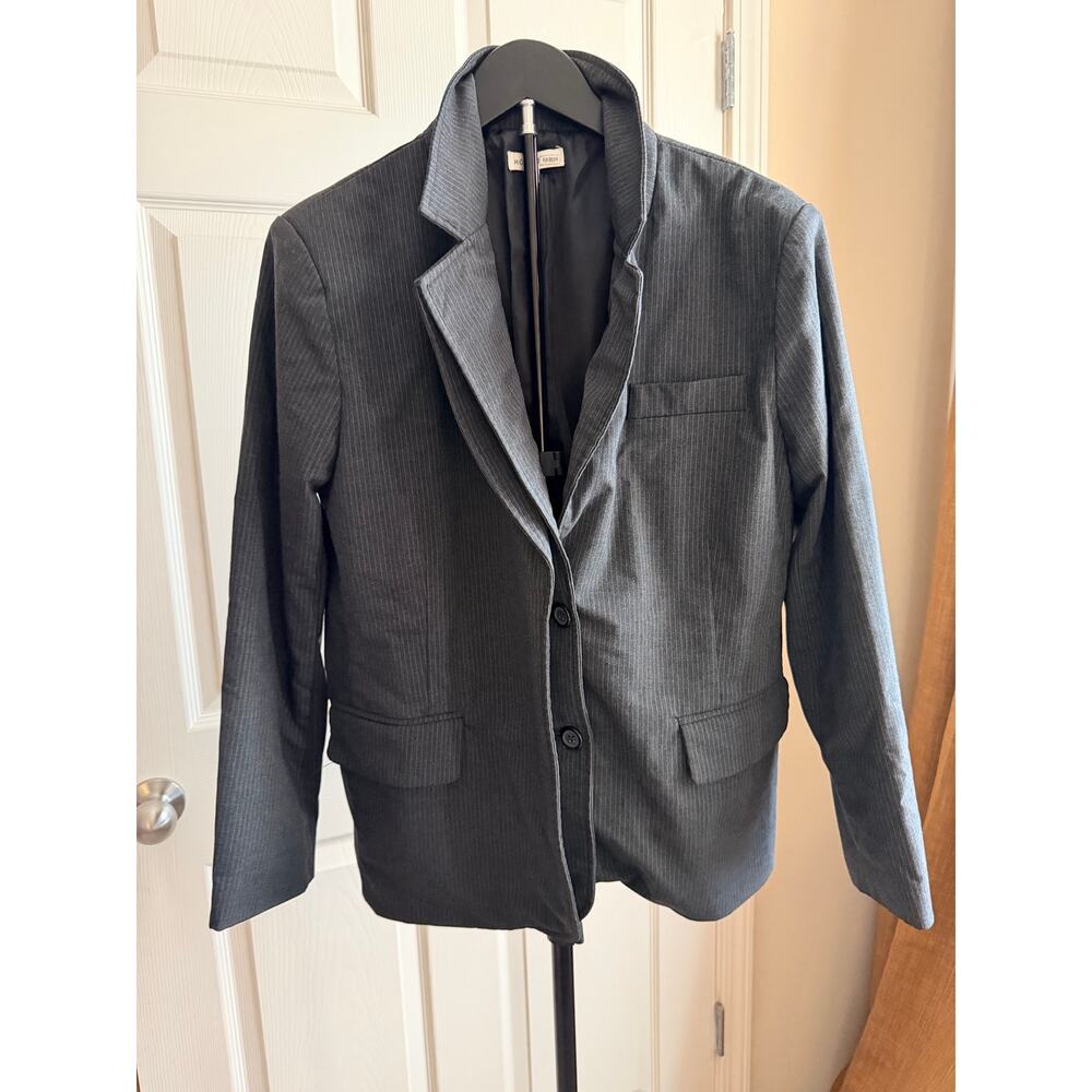 Moon River blazer overcoat S gray white pinstripe